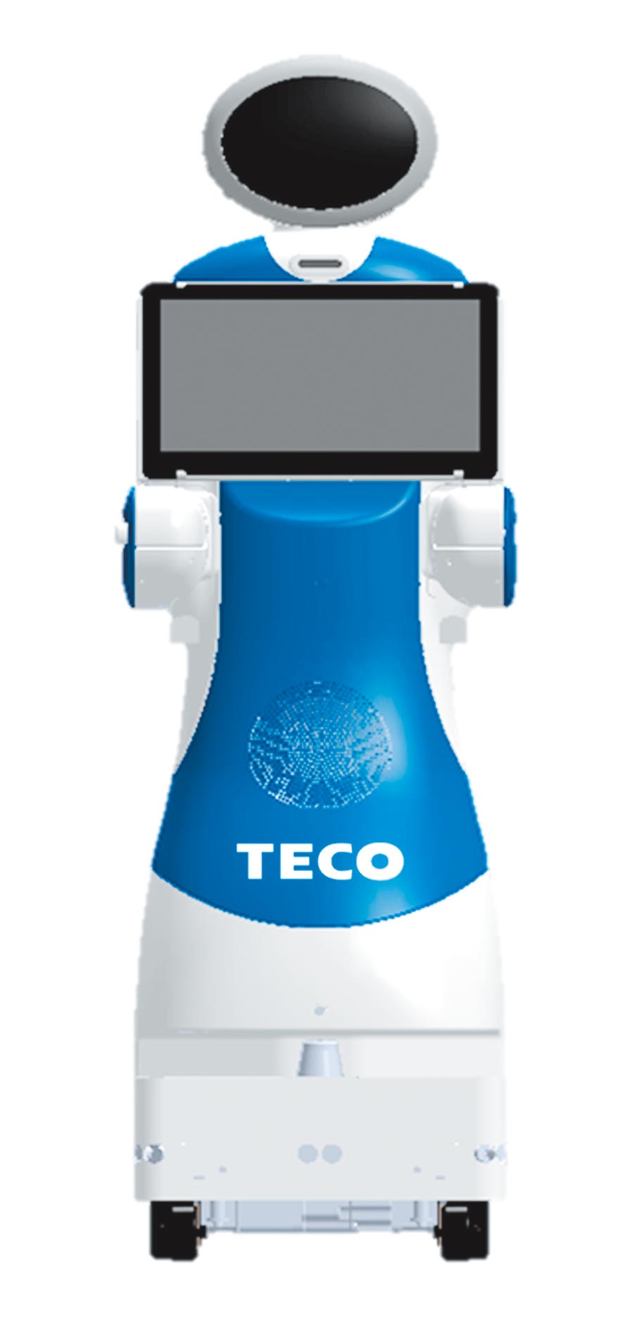 東元今天特別首度亮相自家生產(chǎn)的服務(wù)型機(jī)器人擔(dān)任導(dǎo)覽員。圖／東元提供